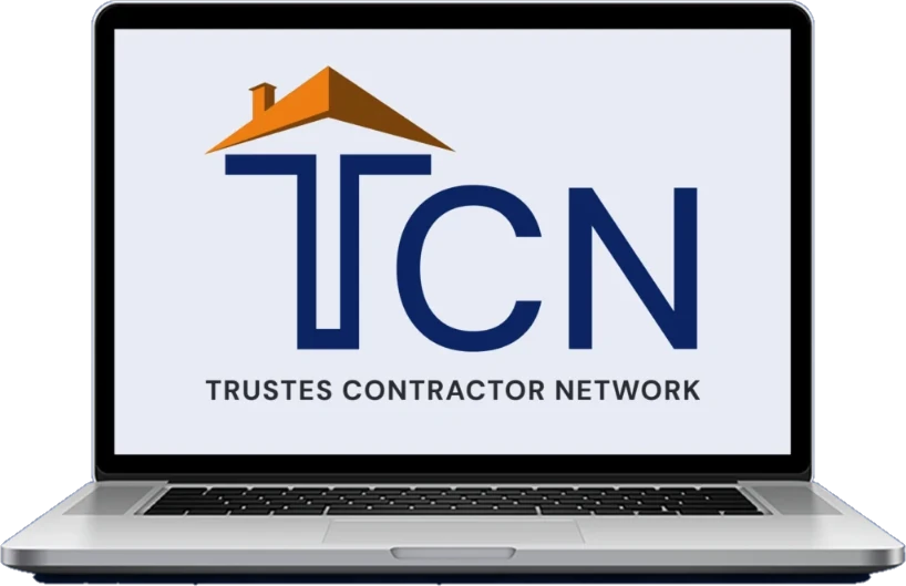 Laptop displaying the Trusted Contractor Network logo
